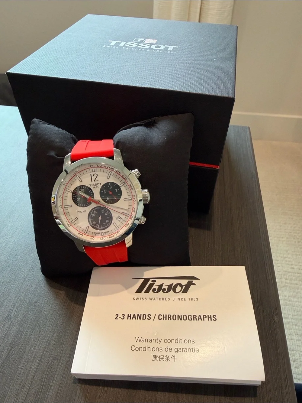 Tissot Watch - PRC 200 43MM - Stainless Steel Case, Red Synthetic Strap (New)